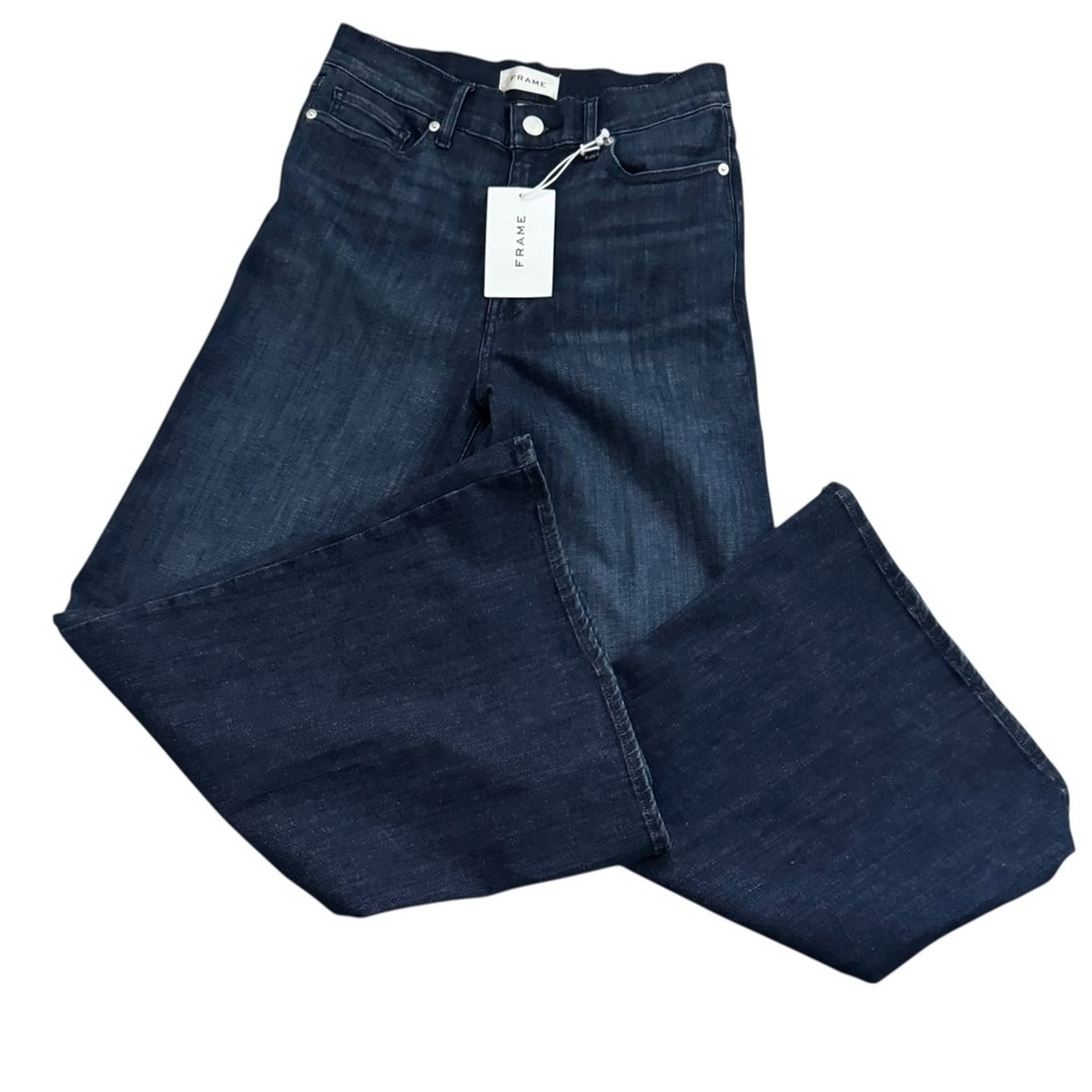 NWT FRAME Le Palazzo Crop Dark Wash Jeans in guilty size 28 - Picture 2 of 7
